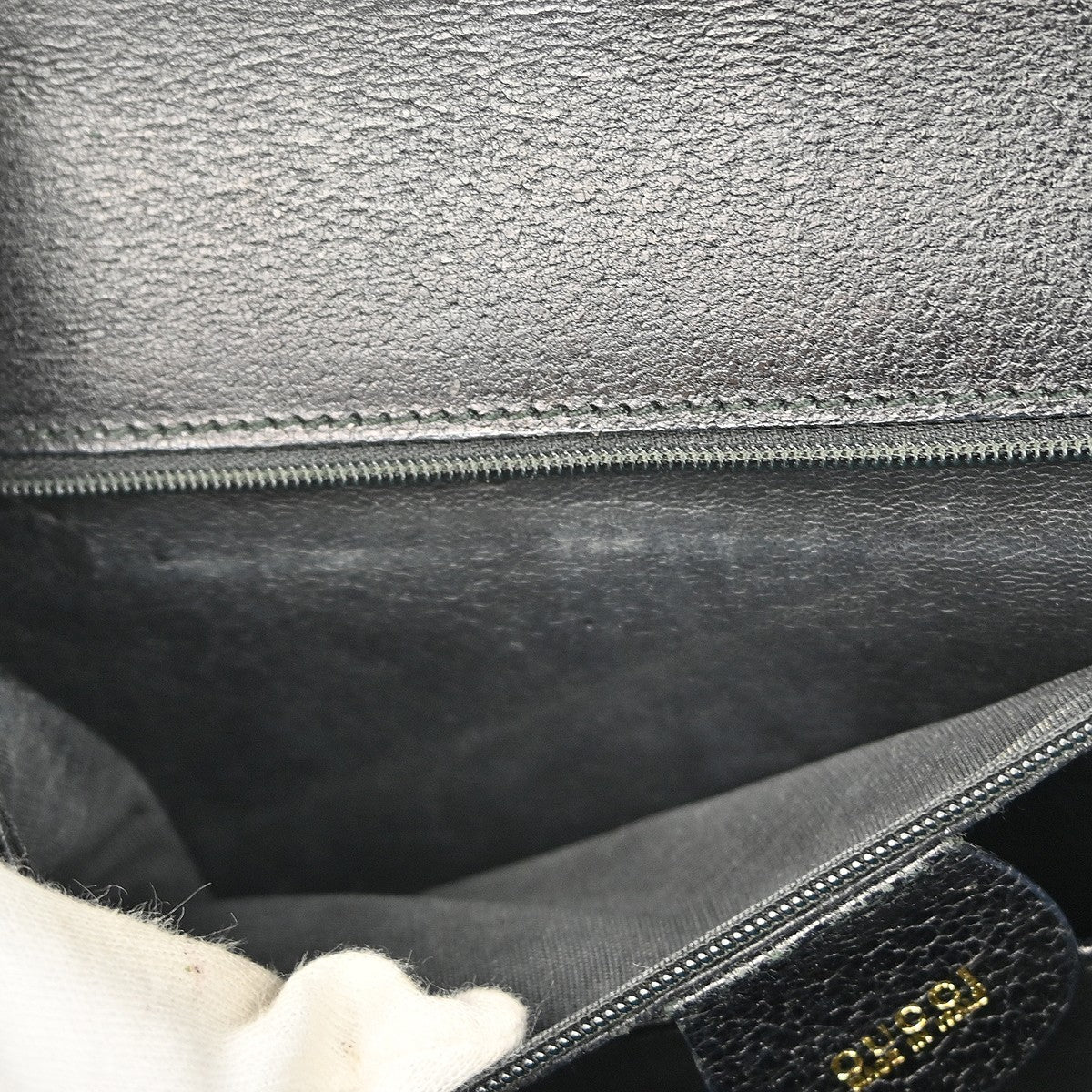 Gucci Vintage Convertible Bamboo Top Handle Bag Leather, BLACK, LEATHER, Handbag