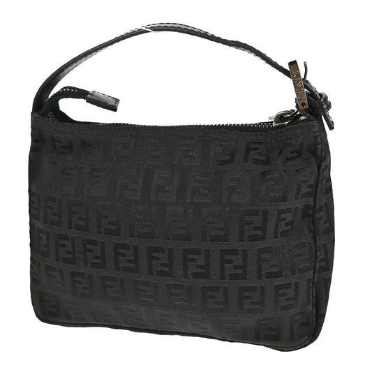 Fendi Pochette Shoulder Bag Zucchino Canvas, BLACK, CANVAS, Clutche & pouche