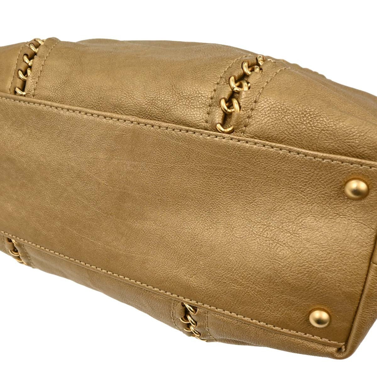 Chanel Luxe Ligne Zipped Tote Leather, GOLD, LEATHER, Tote bag