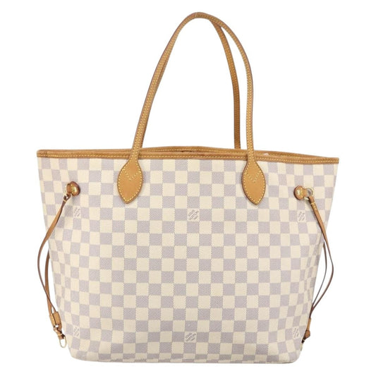 Louis Vuitton Neverfull Tote Damier, WHITE, CANVAS, Tote bag