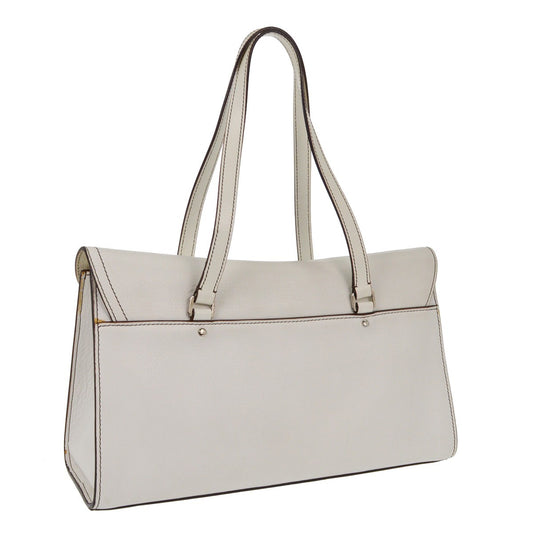 Christian Dior Vintage Saddle Top Handle Bag Leather, WHITE, LEATHER, Handbag