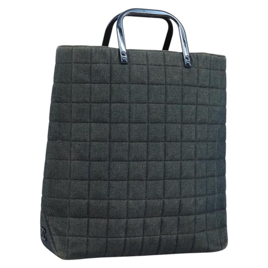 Chanel Chocolate Bar Tote Quilted Canvas, BLUE, CANVAS, Tote bag