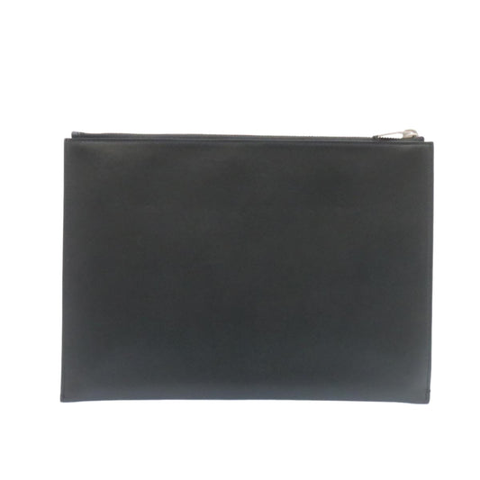 Saint Laurent Zip Pouch Leather, BLACK, LEATHER, Clutche & pouche