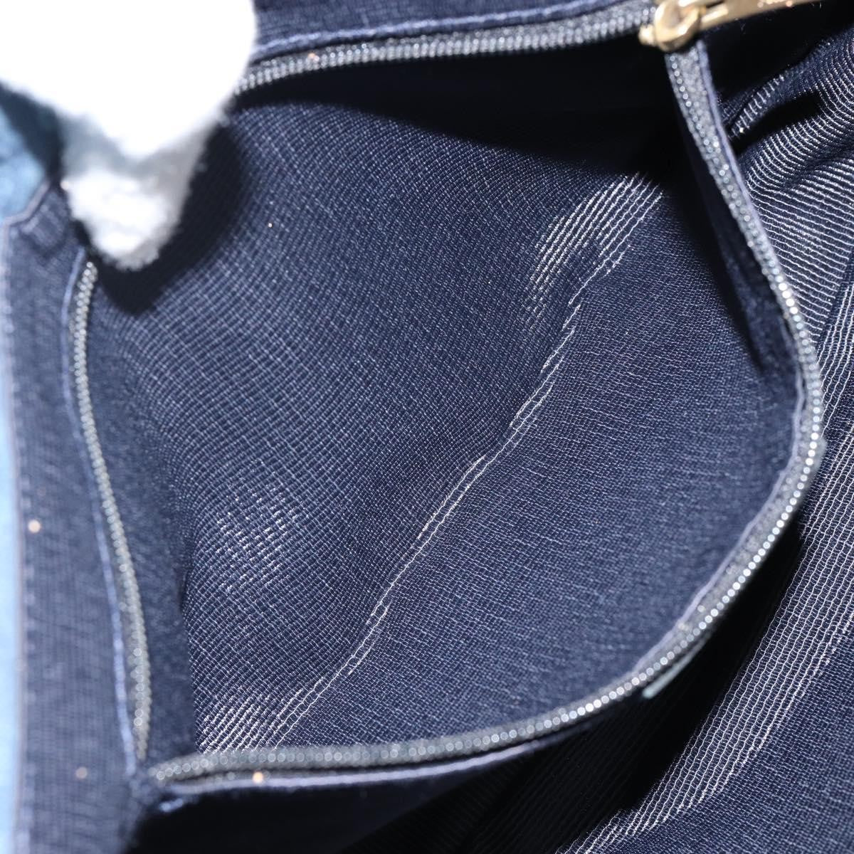 Salvatore Ferragamo Gancini Shoulder Bag Canvas, NAVY, CANVAS, Shoulder bag