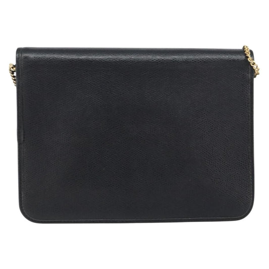 Christian Dior Vintage CD Chain Flap Shoulder Bag Leather, BLACK, LEATHER, Shoulder bag