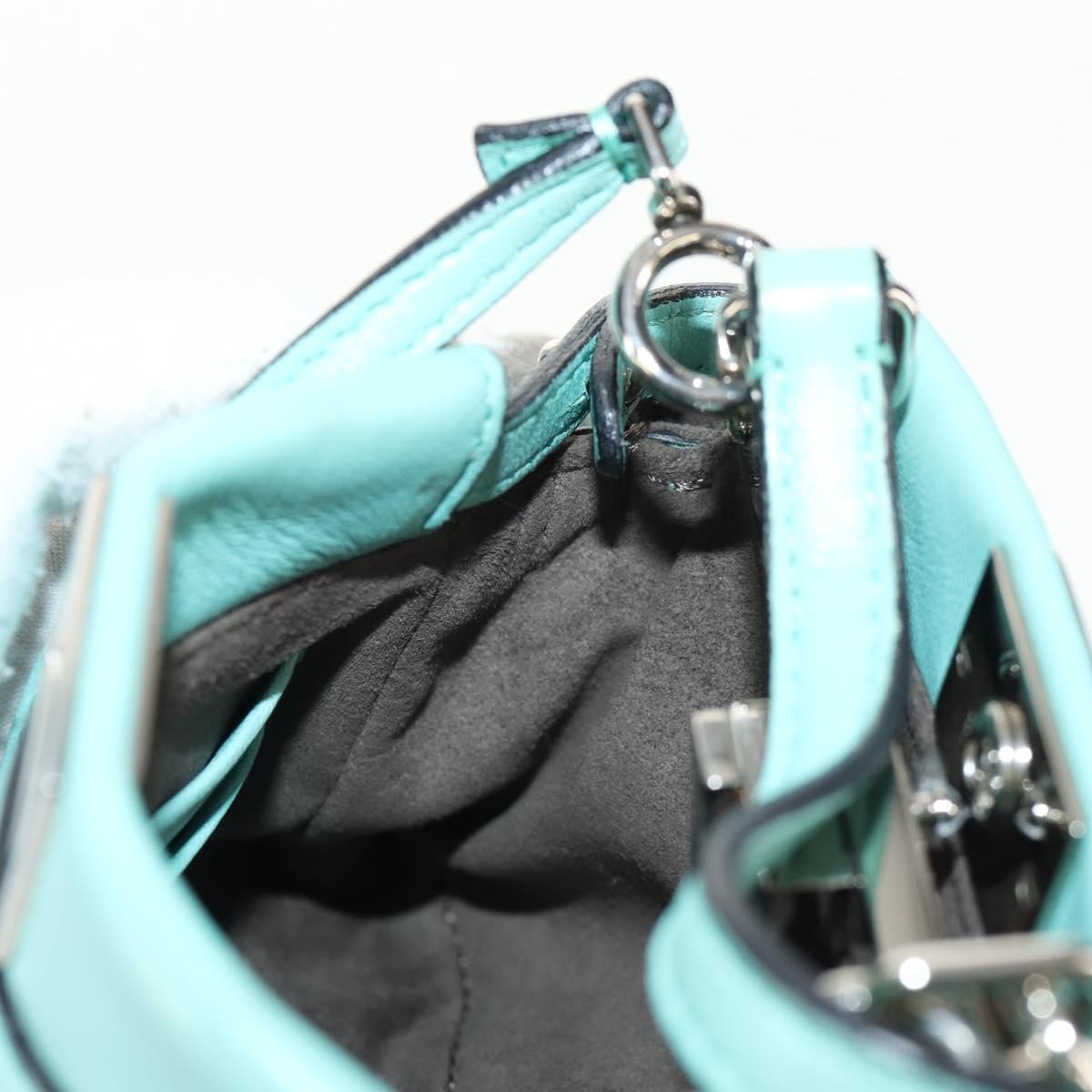 Fendi Peekaboo Bag Leather, TURQUOISE, LEATHER, Handbag