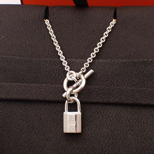 Hermes Cadenas Kelly Pendant Necklace Sterling Silver, SILVER, SILVER, Necklace