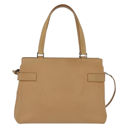 Salvatore Ferragamo Gancini Tote Leather, BEIGE, LEATHER, Tote bag