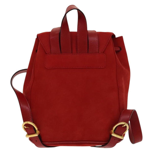 Salvatore Ferragamo Gancini Flap Drawstring Backpack Suede, RED, SUEDE, Backpack