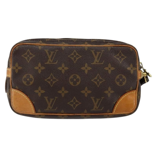 Louis Vuitton Marly Dragonne Clutch Monogram Canvas, BROWN, CANVAS, Clutche & pouche