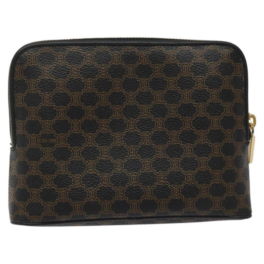 Celine Macadam Pochette Canvas and Leather, BLACK, CANVAS, Clutche & pouche