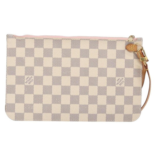 Louis Vuitton Neverfull Pochette Damier, WHITE, CANVAS, Clutche & pouche