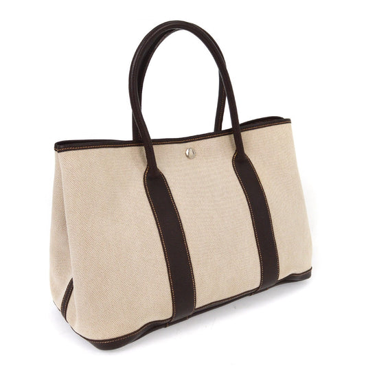 Hermes Garden Party Tote Toile and Leather, BEIGE, CANVAS, Tote bag