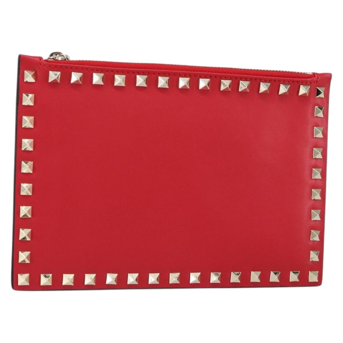 Valentino Garavani Rockstud Pouch Leather, PINK, LEATHER, Clutche & pouche