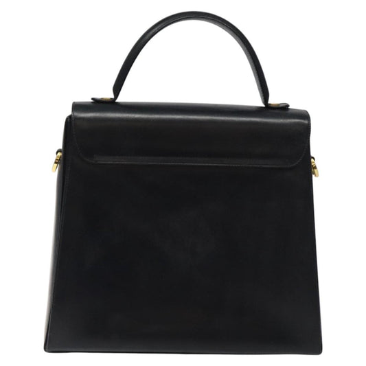 Salvatore Ferragamo Gancini handbag Leather, BLACK, LEATHER, Handbag