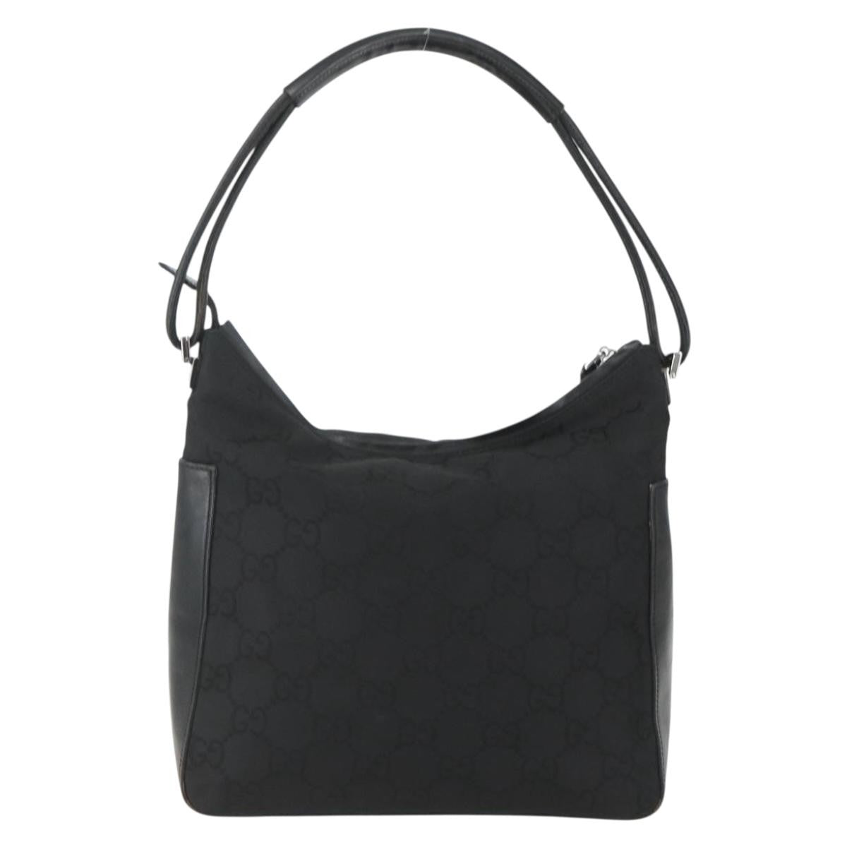 Gucci Vintage Zip Hobo GG Canvas and Leather, BLACK, CANVAS, Shoulder bag