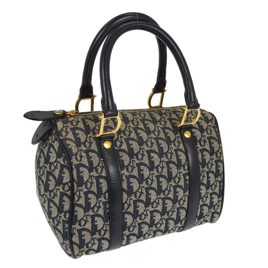 Christian Dior Vintage Trotter Handbag Canvas, NAVY, CANVAS, Handbag