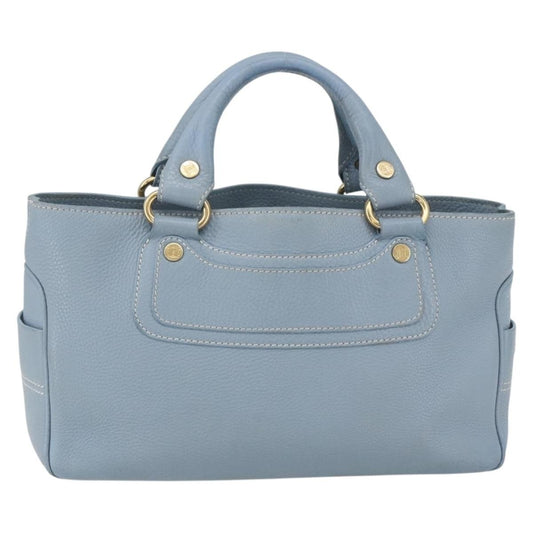 Celine Boogie Satchel Leather, BLUE, LEATHER, Handbag