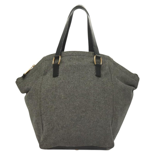 Saint Laurent Downtown Tote Wool, GRAY, WOOL, Tote bag