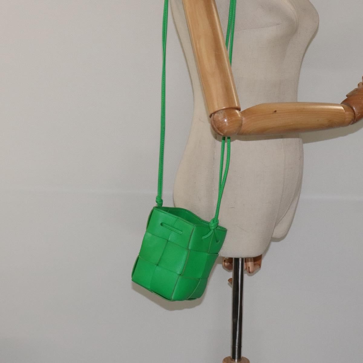 Bottega Veneta Cassette Leather, GREEN, LEATHER, Shoulder bag