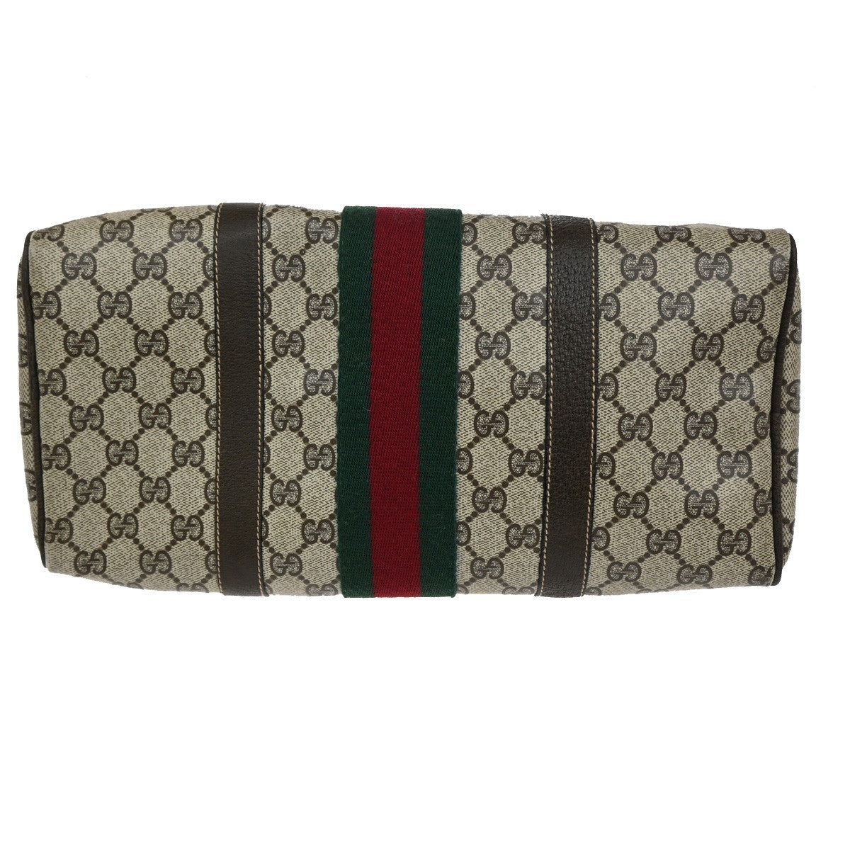 Gucci Vintage Web Boston Bag GG Coated Canvas, BROWN, PVC, Handbag