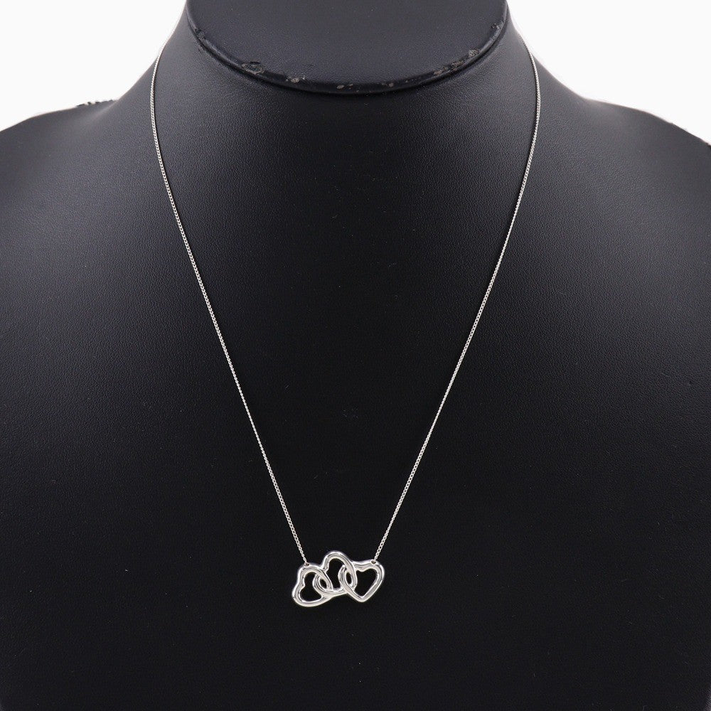 Tiffany & Co. Triple Heart Pendant Necklace Sterling Silver, SILVER, SILVER, Necklace
