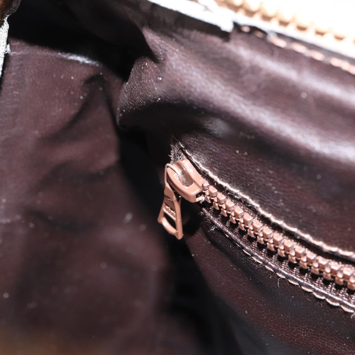 Celine Vintage Macadam Handbag Canvas and Leather, BEIGE, CANVAS, Handbag