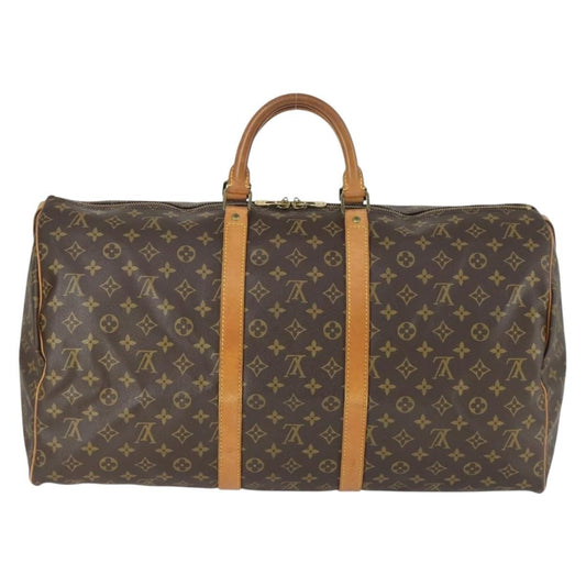 Louis Vuitton Keepall Bag Monogram Canvas, BROWN, CANVAS, Travel bag