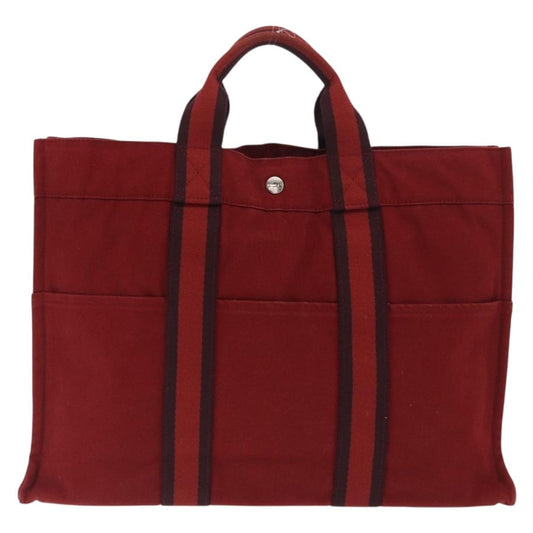 Hermes Fourre Tout Tote Canvas, RED, CANVAS, Tote bag