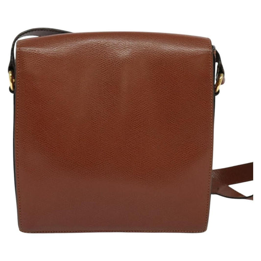 Celine Flap Shoulder Bag Leather, BROWN, LEATHER, Shoulder bag