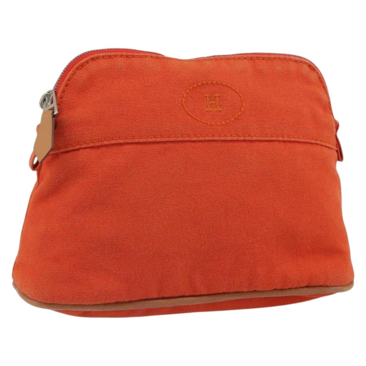 Hermes Bolide Travel Pouch Canvas, ORANGE, CANVAS, Clutche & pouche