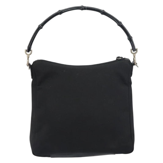 Gucci Vintage Bamboo Handle Bag Nylon, Black, Nylon, Handbag