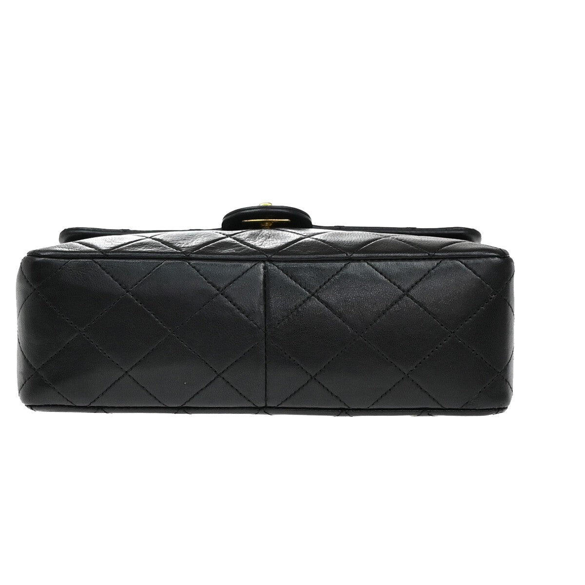 Chanel Vintage Square Classic Flap Bag Quilted Lambskin, BLACK, LEATHER, Shoulder bag