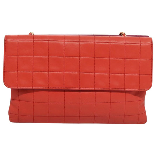 Chanel Vintage Chocolate Bar Double Side Flap Shoulder Bag Quilted Lambskin, PURPLE, LEATHER, Shoulder bag