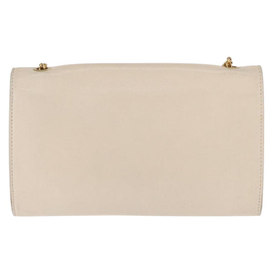 Chloe Chain Flap Crossbody Bag Leather, BEIGE, LEATHER, Shoulder bag