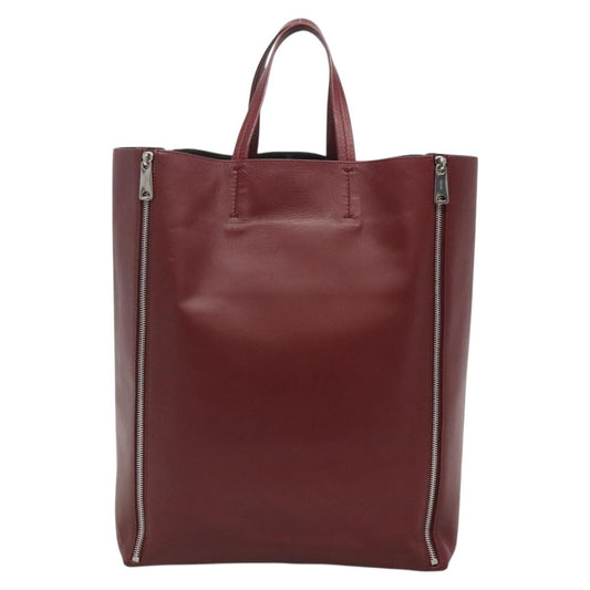Celine Vertical Cabas Tote Leather, RED, LEATHER, Tote bag