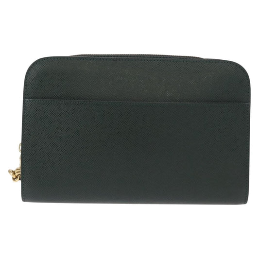 Louis Vuitton Pochette Baikal Clutch Taiga Leather, GREEN, LEATHER, Clutche & pouche