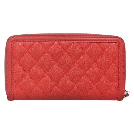 Chanel Filigree Zip Around Wallet Quilted Caviar, PINK, LEATHER, Wallets