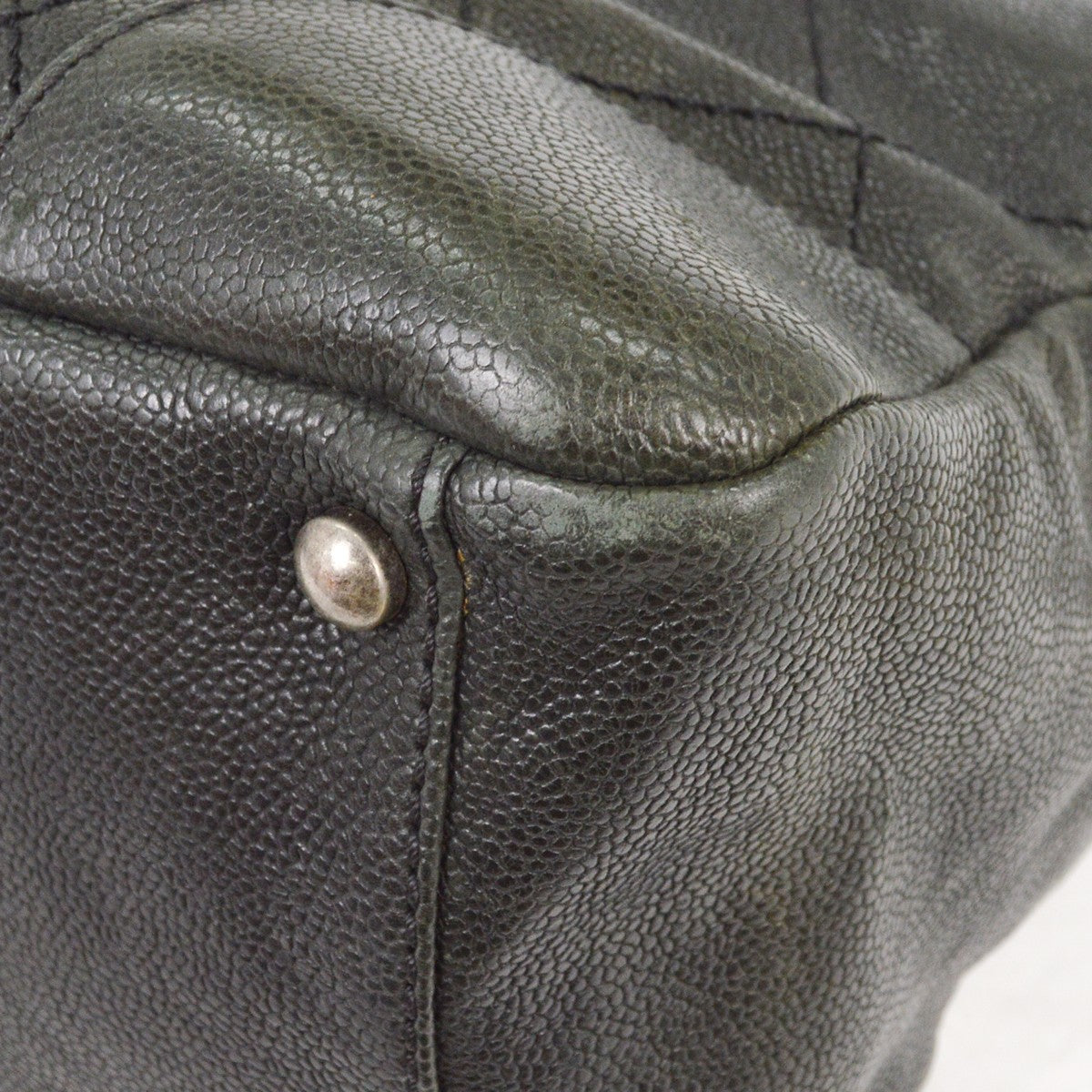 Chanel Outdoor Ligne Tote Quilted Caviar, GRAY, LEATHER, Tote bag