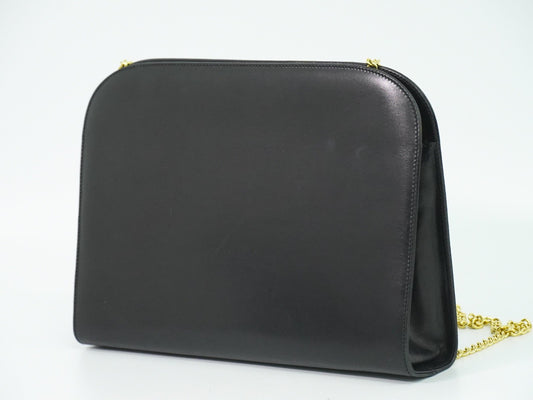 Salvatore Ferragamo Vintage Gancini Chain Shoulder Bag Leather, BLACK, LEATHER, Shoulder bag