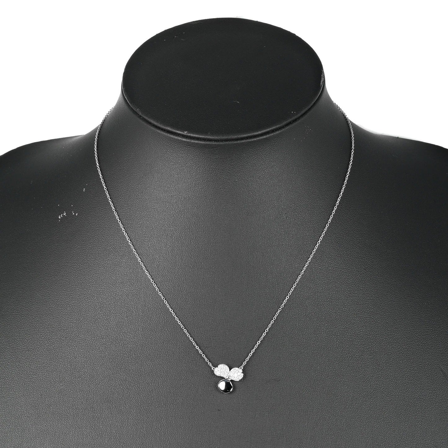 Tiffany & Co. Open Paper Flower Pendant Necklace Platinum and Diamonds, SILVER, PLATINUM, Necklace