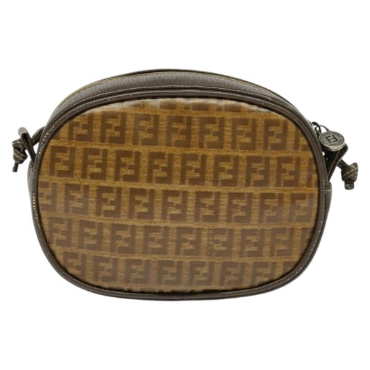 Fendi Vintage Zip Crossbody Bag Zucchino Canvas, BROWN, CANVAS, Clutche & pouche
