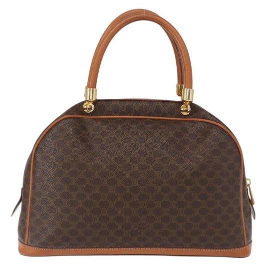 Celine Vintage Macadam Handbag Canvas and Leather, BROWN, CANVAS, Handbag