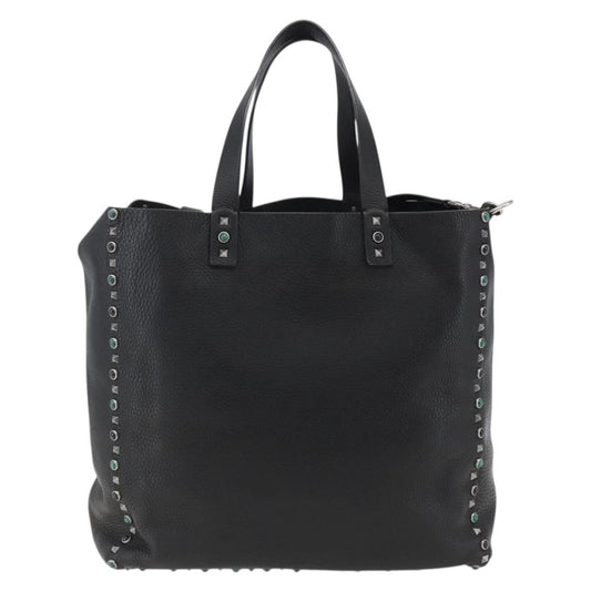 Valentino Garavani Rolling Rockstud Reversible Convertible Tote Leather with Cabochons, BLACK, LEATHER, Tote bag