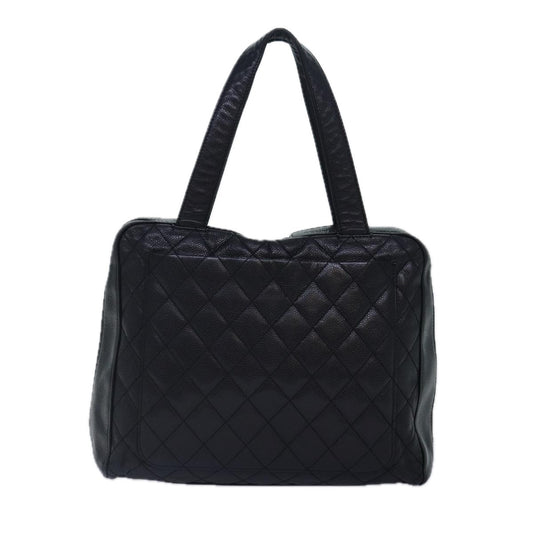 Chanel Vintage CC Zip Around Bowler Bag Quilted Caviar, BLACK, LEATHER, Handbag