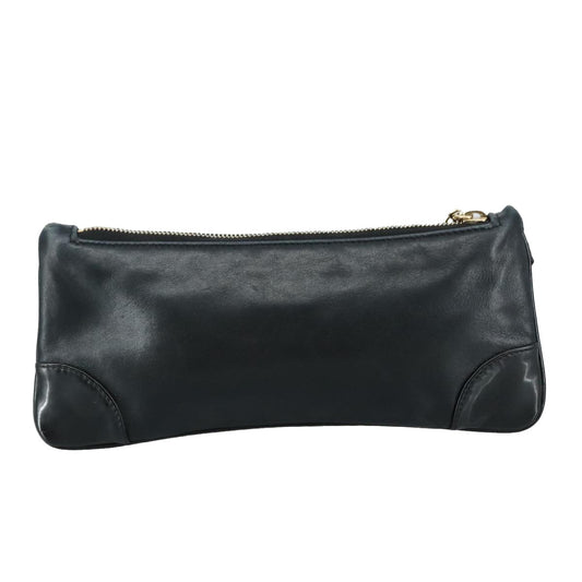 Chanel Vintage Camellia CC Wristlet Clutch Lambskin with Patent, BLACK, LEATHER, Clutche & pouche
