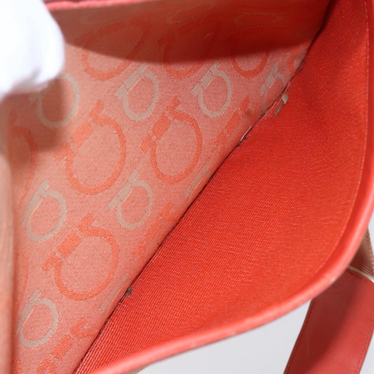 Salvatore Ferragamo Gancini Shoulder Bag Canvas, ORANGE, CANVAS, Shoulder bag