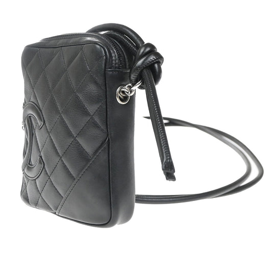Chanel Cambon Pochette Quilted Leather, Black, Leather, Shoulder Bag