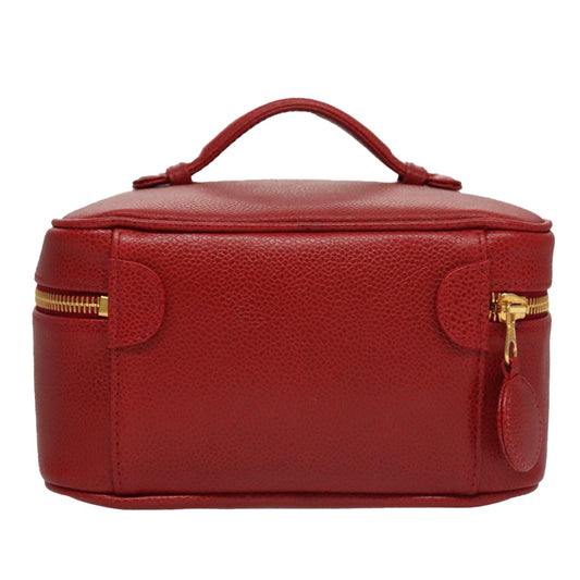 Chanel Vintage Timeless Cosmetic Case Caviar, RED, LEATHER, Clutche & pouche
