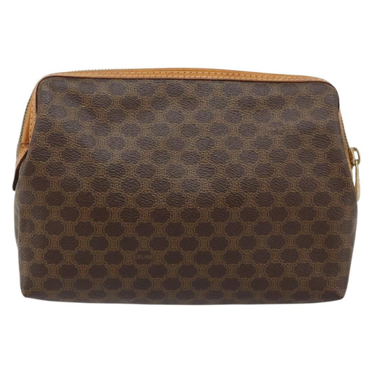 Celine Macadam Pochette Canvas and Leather, Brown, Canvas, Clutch